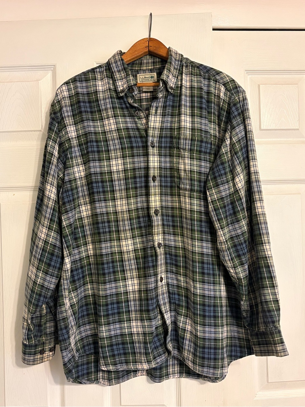 L.L. Bean Mens Plaid Flannel Down Shirt Large